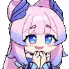 Pink-haired anime girl clasping hands