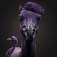 purple horse and bird