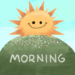 Smiling Sun Rising Over Morning Hill