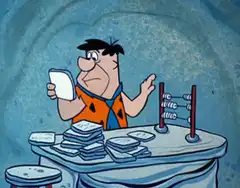 Fred Flintstone counting stone tablets