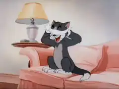 Tom laughs then Jerry throws an apple