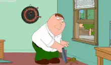 Peter Griffin squashing a frog with a shoe