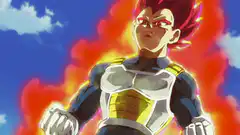 Vegeta powering up with red aura