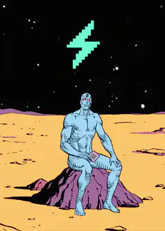 Dr. Manhattan on Mars with Lightning Bolt