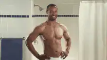 muscular man in bathroom