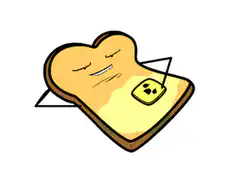 Toast with a face and a button