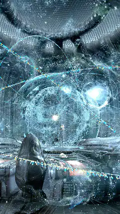 astronaut in cosmic data sphere