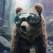 Bear wearing goggles underwater