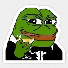 Pepe the Frog holding a glass of champagne