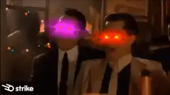Men with laser eyes laughing