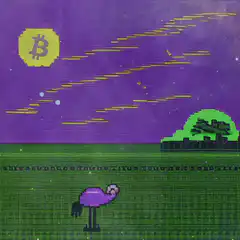 pixel art ostrich bitcoin night