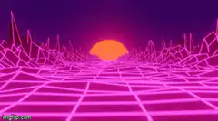 retrowave synthwave grid landscape