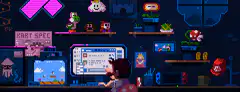 Pixel art gamer room with Mario characters
