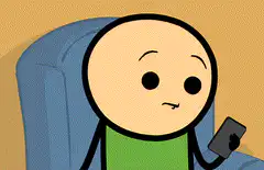 Stickman looking at phone confused