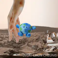 Hand and Earth plushie on Mars