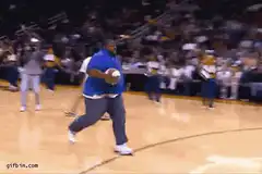 fat man misses dunk so close