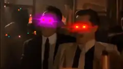 Two men with laser eyes