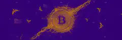 Bitcoin coin with lightning and butterflies