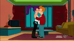 Fry and Leela kiss with lightning