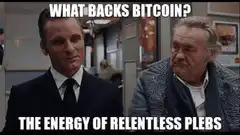 What backs Bitcoin the energy of relentless plebs