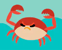 Angry cartoon crab flexing claws