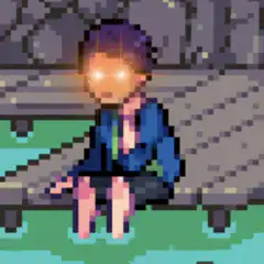 pixel art boy glowing eyes