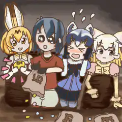 Four anime girls with Easter baskets