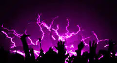 purple lightning concert crowd