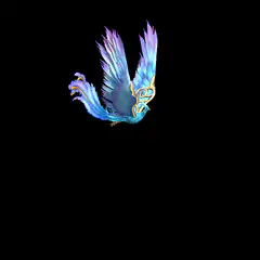 Blue and purple bird flying