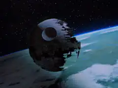 Death Star orbiting a planet