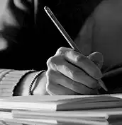 Hand writing with a pen