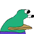 green blob character with sandwich