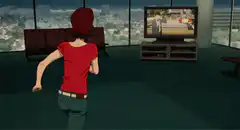 Woman runs into TV screen