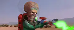 Zombie alien firing green laser gun