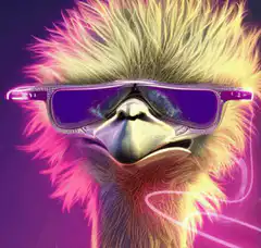 Psychedelic bird with sunglasses