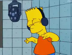 Bart Simpson dancing with headphones