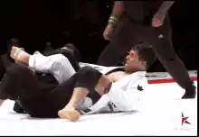 BJJ fighter with glowing red eyes