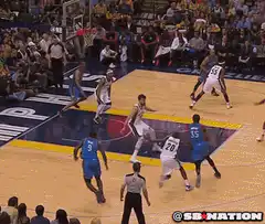 Basketball player dunks the ball
