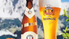 Erdinger beer bottle and glass