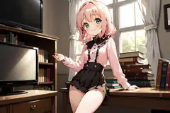 Anime girl pointing at TV