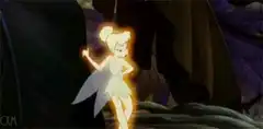 Tinker Bell glowing and dancing