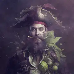 Pirate with vegetables and leaves