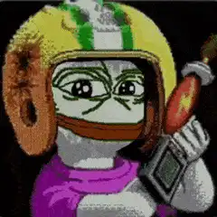 Pepe holding a rocket