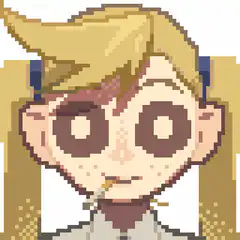 pixel art blonde character blinking