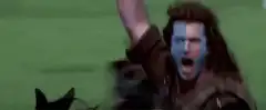 William Wallace screaming and army cheering