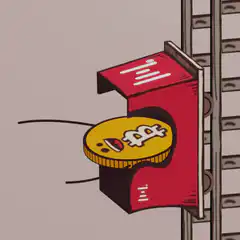 Bitcoin on a red train