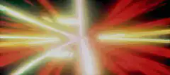Colorful light burst into eye close-up