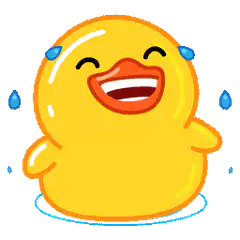 Laughing yellow duck emoji