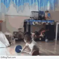Baby lifts barbell and explodes