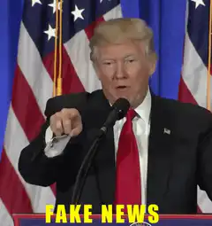 Donald Trump pointing at Fake News